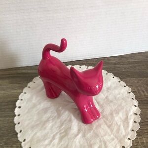 Pink Ceramic Cat Figurine